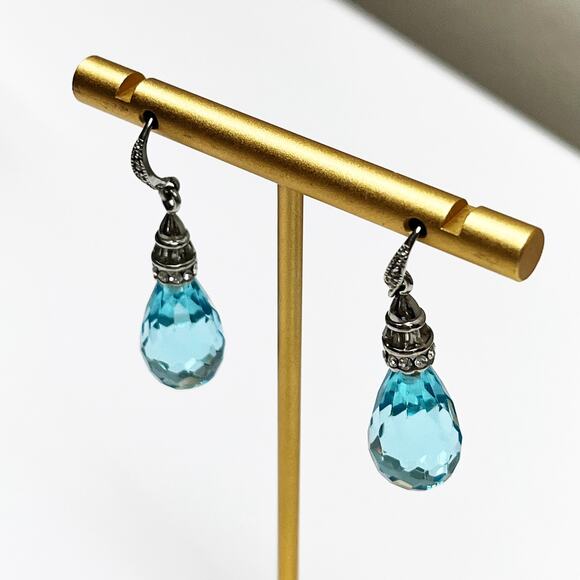 Givenchy Blue Faceted Teardrop Drop Earrings - Picture 3 of 6